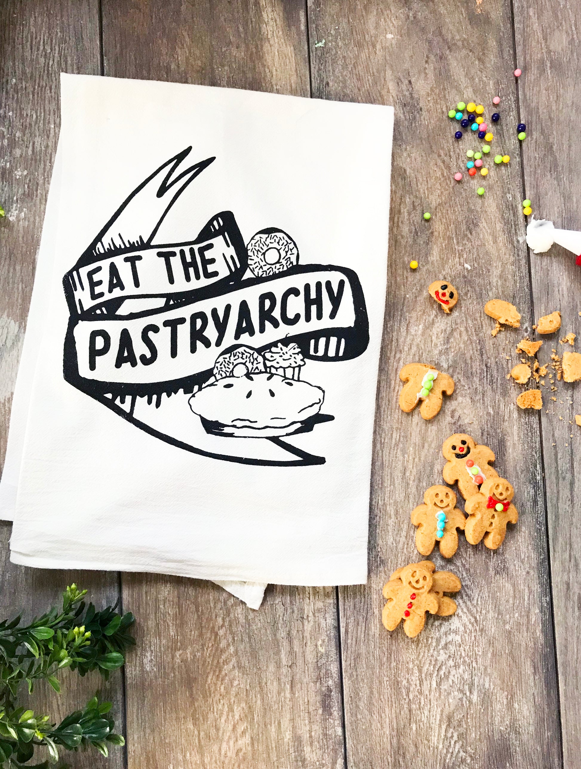 funny kitchen decor towel eat the pastryarchy bakery pastries hilarious patriarchy  