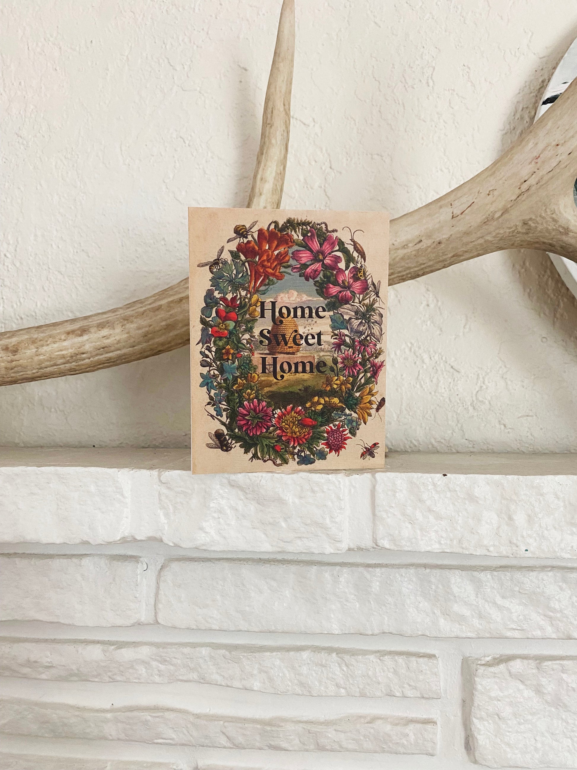 vintage style cute garden housewarming card home sweet home fun bees beehive adorable bee honey honeycomb coin Laundry print card